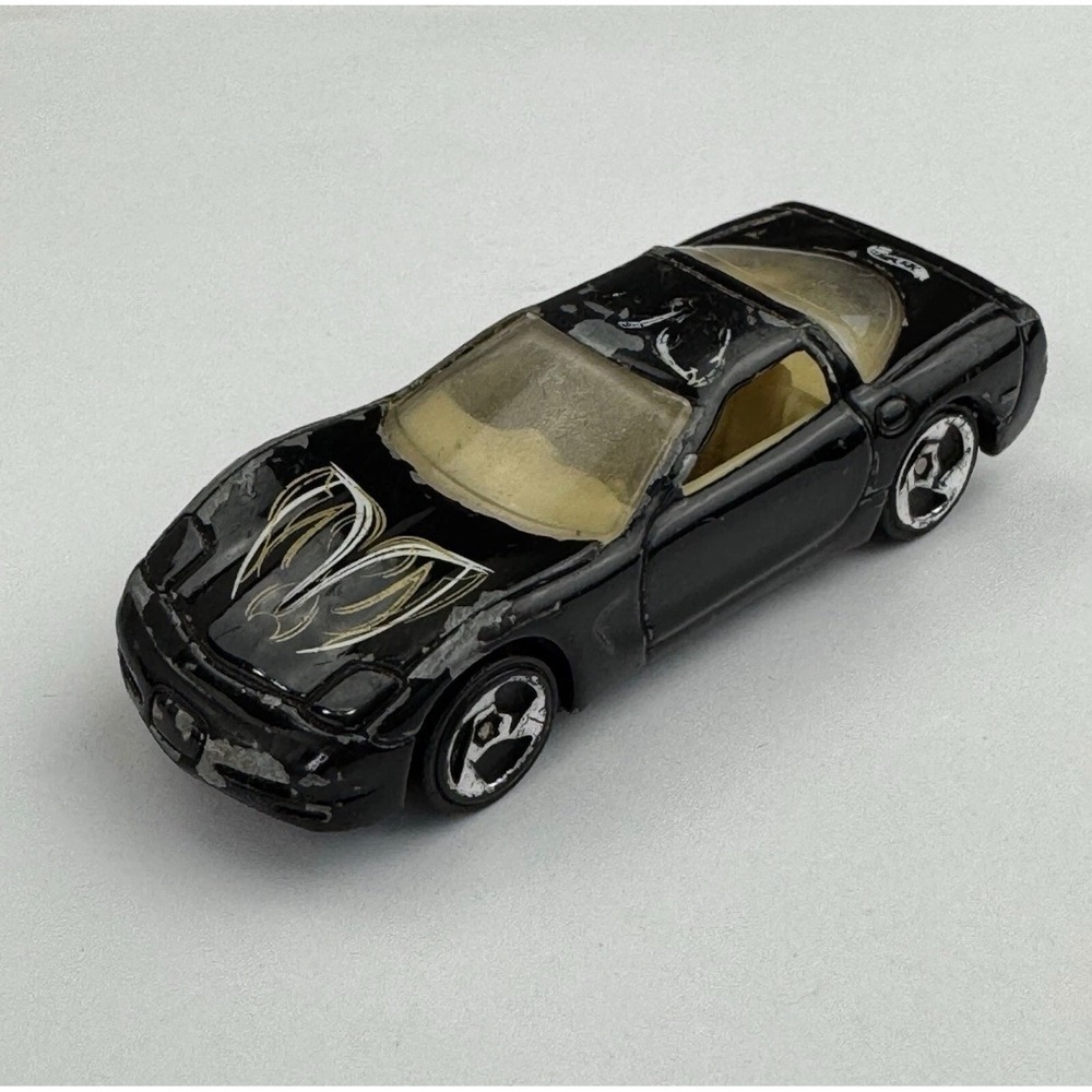 Hot Wheels 97 Corvette‎ Black Tribal Hood Graphics 1996 Mattel Vintage Diecast